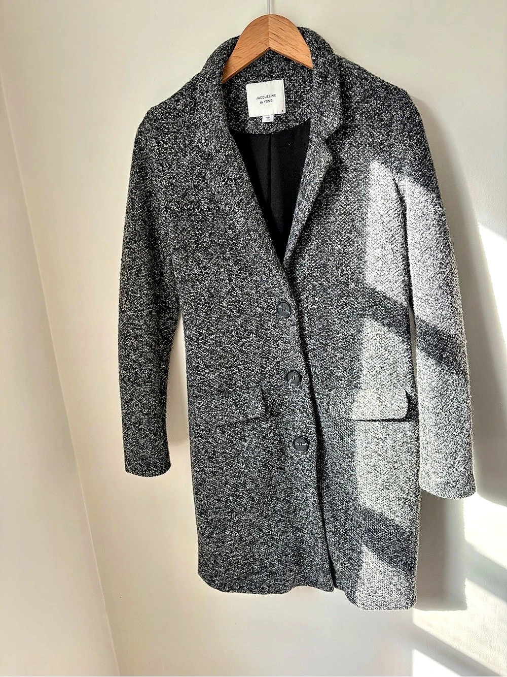 Jacqueline de Yong Pea Coat in Gray & Black Size Small Like New